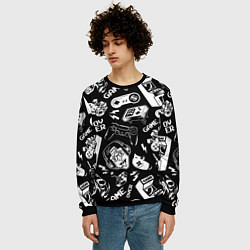 Свитшот мужской Retro gamer pattern, цвет: 3D-черный — фото 2