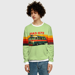 Свитшот мужской Ретро автобус ПАЗ-672 поп-арт, цвет: 3D-белый — фото 2