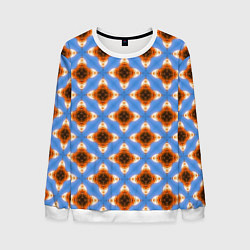 Свитшот мужской Калейдоскоп на голубом фоне, цвет: 3D-белый