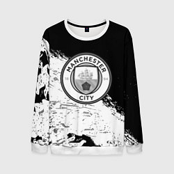 Свитшот мужской Манчестер сити черно белые краски, цвет: 3D-белый