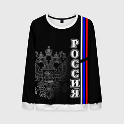 Свитшот мужской Герб России и флаг на груди, цвет: 3D-белый