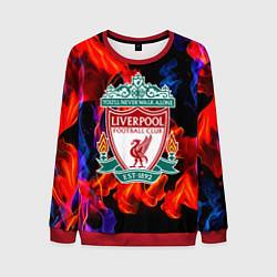 Свитшот мужской Liverpool огненный стиль текстура, цвет: 3D-красный