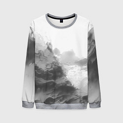 Свитшот мужской Абстракция серые волны, цвет: 3D-меланж