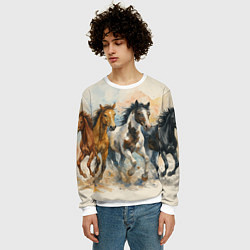 Свитшот мужской Кони бегут, цвет: 3D-белый — фото 2