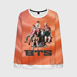 Свитшот мужской BTS фотка на диване, цвет: 3D-белый