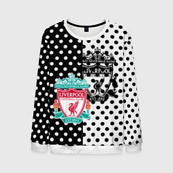 Свитшот мужской Liverpool черно белые точки, цвет: 3D-белый