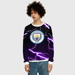 Свитшот мужской Манчестер молнии шторм неон, цвет: 3D-белый — фото 2