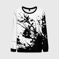 Свитшот мужской Чёрная взрывная краска на белом, цвет: 3D-черный