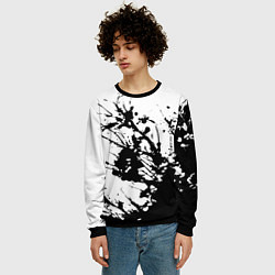 Свитшот мужской Чёрная взрывная краска на белом, цвет: 3D-черный — фото 2