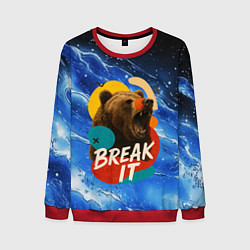 Свитшот мужской Break it злой медведь, цвет: 3D-красный