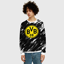 Свитшот мужской Borussia штрихи красок текстура, цвет: 3D-белый — фото 2