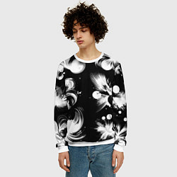 Свитшот мужской Чёрно-белый абстрактный паттерн, цвет: 3D-белый — фото 2