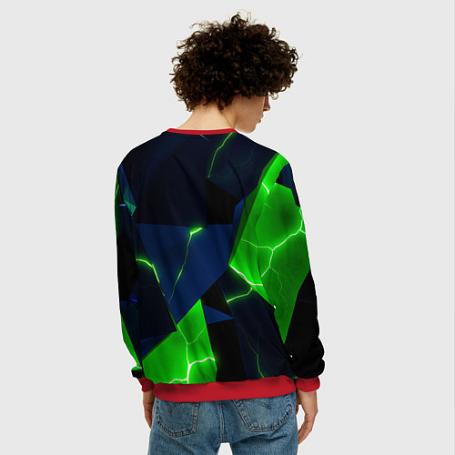 Мужской свитшот Neon tile green / 3D-Красный – фото 4