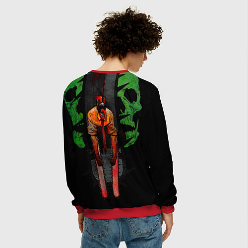 Мужской свитшот Дэндзи с черепами Человек бензопила / 3D-Красный – фото 4