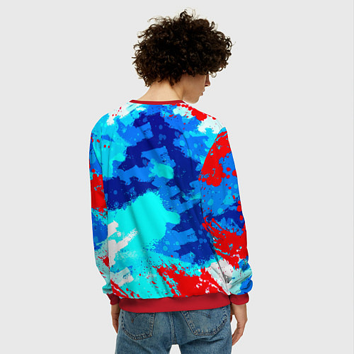 Мужской свитшот Ювентус абстрактные краски / 3D-Красный – фото 4
