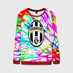 Свитшот мужской Ювентус жидкие краски текстура, цвет: 3D-красный