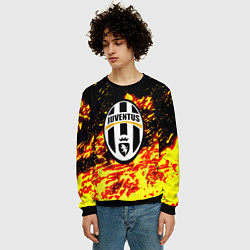 Свитшот мужской Ювентус огненные краски текстура, цвет: 3D-черный — фото 2