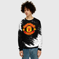 Свитшот мужской Манчестер Юнайтед белые краски, цвет: 3D-черный — фото 2