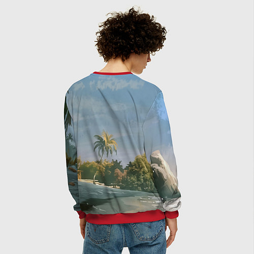 Мужской свитшот Лови волну - чотко мем / 3D-Красный – фото 4