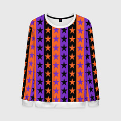 Свитшот мужской Звёзды Хэллоуина паттерн полосатый, цвет: 3D-белый