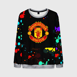 Свитшот мужской Манчестер Юнайтед краски неон, цвет: 3D-меланж