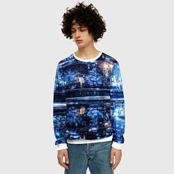 Свитшот мужской Новогодняя ночная Москва, цвет: 3D-белый — фото 2