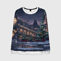 Свитшот мужской Новогодняя Московская ночь, цвет: 3D-белый