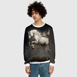 Свитшот мужской Белая лошадь из бури, цвет: 3D-белый — фото 2