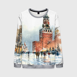 Свитшот мужской Новогодний Кремль, цвет: 3D-меланж