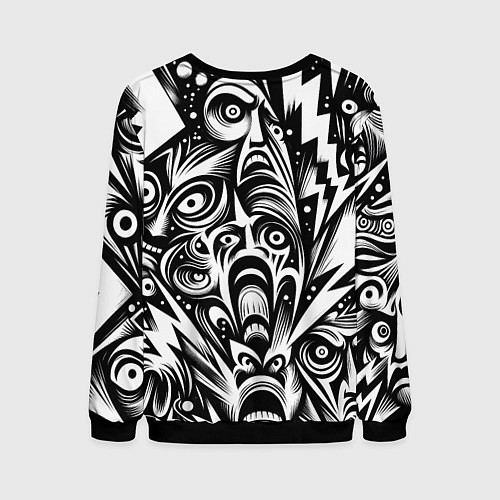 Мужской свитшот Lightnings and faces - ai art fantasy / 3D-Черный – фото 2