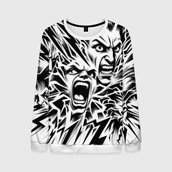 Мужской свитшот Свирепые лица и молнии - нейроарт