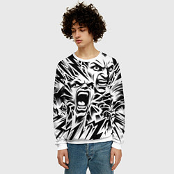 Свитшот мужской Свирепые лица и молнии - нейроарт, цвет: 3D-белый — фото 2