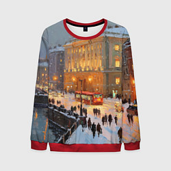 Свитшот мужской Предновогодний Санкт-Петербург, цвет: 3D-красный