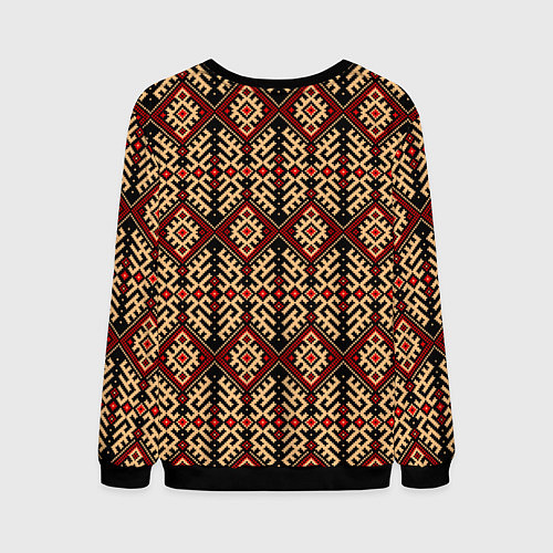 Мужской свитшот Славянский вышивной орнамент макошь / 3D-Черный – фото 2