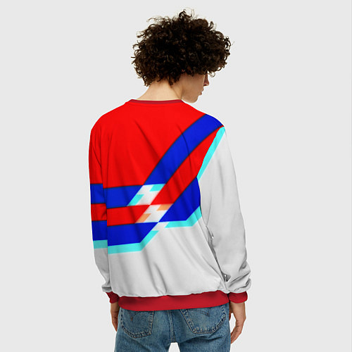 Мужской свитшот Манчестер Юнайтед полосы геометрия / 3D-Красный – фото 4