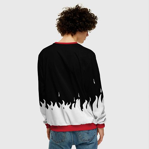 Мужской свитшот Ювентус белый огонь текстура / 3D-Красный – фото 4
