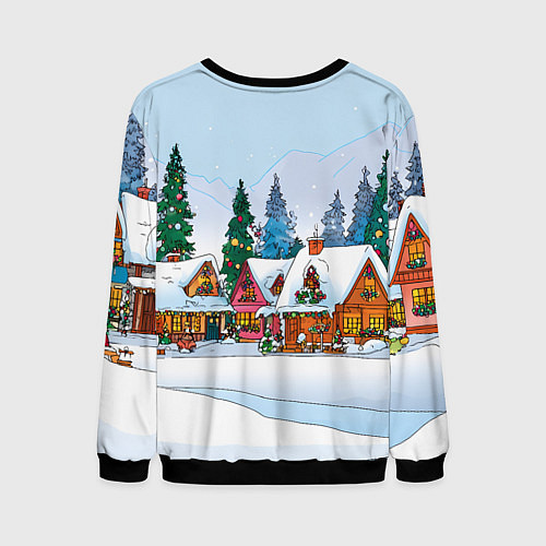 Мужской свитшот Новогодник дворик / 3D-Черный – фото 2