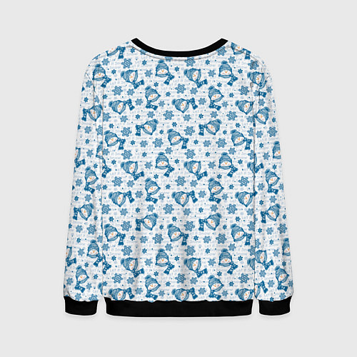 Мужской свитшот Весёлые снеговики / 3D-Черный – фото 2