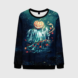 Свитшот мужской Тыква призрак, цвет: 3D-черный