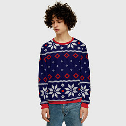 Свитшот мужской Вязаный новогодний узор, цвет: 3D-красный — фото 2