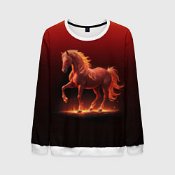 Свитшот мужской Узор с конем огнем, цвет: 3D-белый