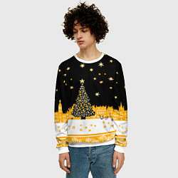 Свитшот мужской Новый год в черно-желтом стиле, цвет: 3D-белый — фото 2