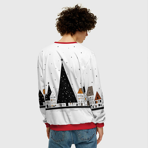 Мужской свитшот Новый год - минимализм / 3D-Красный – фото 4