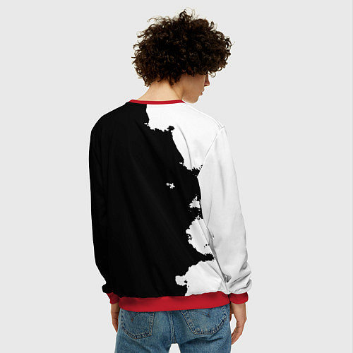 Мужской свитшот Реал Мадрид черно белые краски / 3D-Красный – фото 4