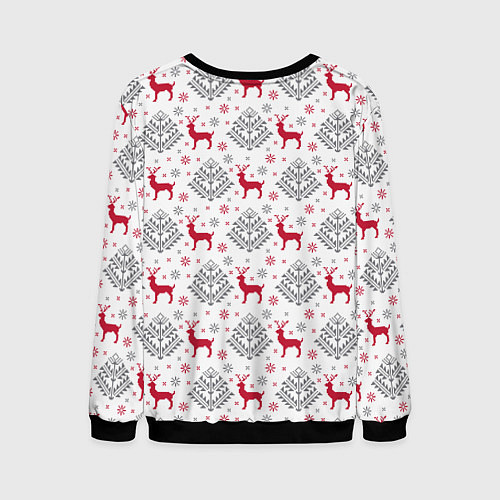 Мужской свитшот Олени среди елей / 3D-Черный – фото 2