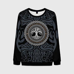 Свитшот мужской Древо жизни в орнаменте - слава богам и предкам, цвет: 3D-черный