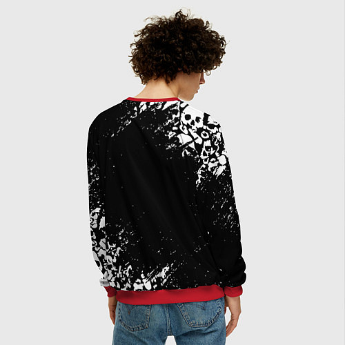 Мужской свитшот Ювентус черепа краски / 3D-Красный – фото 4