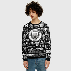 Свитшот мужской Манчестер сити логотипы игр, цвет: 3D-черный — фото 2