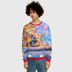 Свитшот мужской Новогодняя милая мышка, цвет: 3D-красный — фото 2