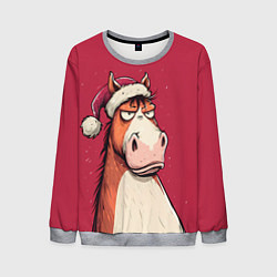 Мужской свитшот Комичная новогодняя лошадь